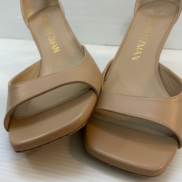 STUART WEITZMAN NUDISTIA 75 SANDAL LEATHER ADOBE SQUARE TOE Size 9B FLAW - Picture 6 of 7